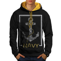 Wellcoda Navy Anchor Sea Vintage Mens Contrast Hoodie,  Casual Jumper - £31.19 GBP