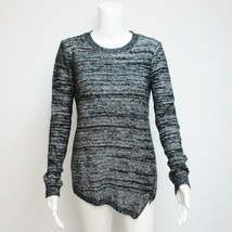 Aqua Bloomingdale&#39;s Sweater Zipper Side Asymmetrical Hem Black White Knit Small - £21.61 GBP