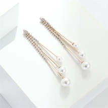 Pearl &amp; Cubic Zirconia Ball Tassel Drop Earrings - £2.78 GBP
