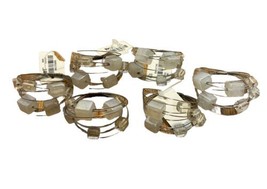 Pier 1 Set of 6 Napkin Rings Wired White And Clear Iridescent Beads NWT - £18.98 GBP