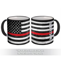 ROBERTSON Family Name : Gift Mug American Flag Firefighter USA Thin Line - £12.70 GBP