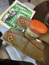 Vintage Boy Scouts Of America BSA Official Garrison Beret &amp; First Aid Kit PLUS - £30.43 GBP