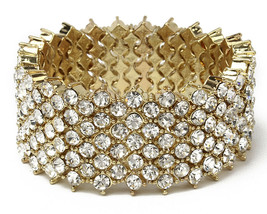 Amrita Singh Gold Tone Crystal Eve Stretch Bracelet BRC 53 NWT - £21.41 GBP