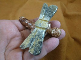 Y-DRAG-403) red DRAGONFLY fly figurine BUG carving SOAPSTONE PERU dragon... - $17.53