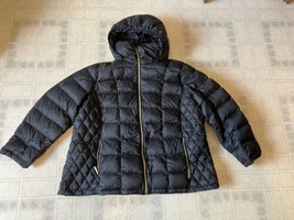 MICHAEL KORS PACKABLE DOWN Womens 2X Black Full Zip Hooded Puffer Jacket... - $51.06