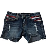Vigoss Girls Adjustable Waist Jagger Shorts Size 12 Distressed Denim RWB... - $19.68 CAD