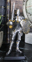 Suit Of Armor Medieval Knight Guard With Broad Shield and Sword Mini Figurine - £13.43 GBP