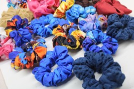 Lot 25 Handmade Colourful Women&#39;s Scrunchie Hair Tie Assortment Variety NEW - £10.13 GBP