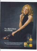 1975 Black Velvet Canadian Whiskey Print Ad Vintage 8.5&quot; x 11&quot; - $19.21