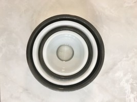 Vintage Pyrex Corning Ware Glass Clear Bottom Mixing Bowl Set of 4 Black &amp; White - £66.01 GBP