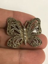 Vintage Sterling Silver Marcasite Butterfly Pin Brooch 8.5 Grams - £28.06 GBP