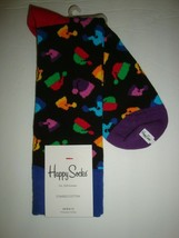 NEW HAPPY SOCKS MEN&#39;S COMBED COTTON SOCKS BLACK MULTI-COLOR CHRISTMAS SA... - $263.14 MXN