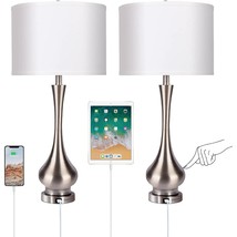 Nightstand Table Lamps For Bedrooms Set Of 2,30" Tall 3-Way Dimmable Touch Contr - £162.44 GBP