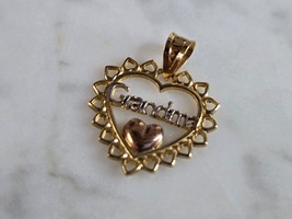 Womens Vintage Estate 10K Yellow Gold Grandma Heart Pendant 1.0g E7574 - £97.78 GBP
