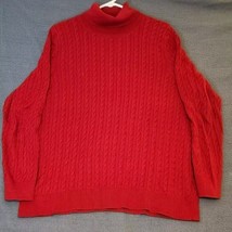 Talbots Women Sweater Sz 2X Red Cable Knit Pullover Knit Classic Turtleneck - $23.71