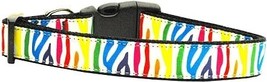 Zebra Rainbow Nylon Dog Collar XS - $28.70 CAD