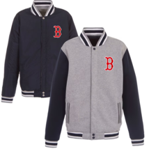New Mens Red Sox 2-tone Reversible Fleece Jacket Baseball - Gray/Navy - $89.90