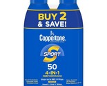 2PK -Coppertone Sport Sunscreen Spray-SPF 50 Water Resist 4 In 1 -exp 06... - $14.96