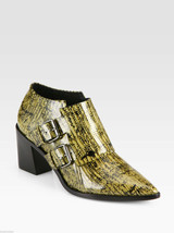 NIB Tibi Billie Lizard-Embossed Leather Ankle Boots 35.5 - $122.50