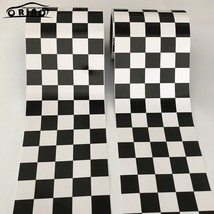 15x500cm Black And White Glossy Racing  Checkered Flag Vinyl Decal Motorbike Car - £107.24 GBP