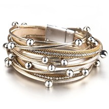 ALLYES Metal Beads Charm Leather Bracelets for Women Fashion 2020 Crystal Chain  - £10.50 GBP