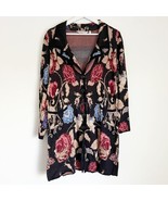 Soft Surroundings Glasgow Floral Black Long Sweater Coat Cardigan XS Boh... - $34.99