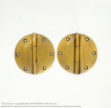 Solid Brass Round Ordinary Hinges - 2.67&quot; Vintage Cabinet Door Hinge - £22.32 GBP