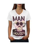 Wellcoda Man Or Mouse Gym Sport Womens V-Neck T-shirt, Rodent Graphic De... - £15.88 GBP