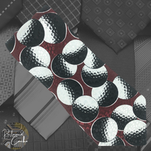 Renaissance Mens Black White Golf Balls Printed Necktie Handmade Classic Tie - £15.64 GBP