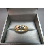 14K Yellow Gold Mens Diamond Ring Art Deco SZ 10.25 Band 4.3g Enamel Tex... - $5,302.91 MXN