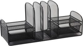 Onyx Mesh Desk Organizer With Three Vertical Sections/Two, 7.8&quot; X 17&quot; X 6.8&quot;. - £33.00 GBP