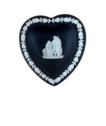 Wedgwood Black &amp; White Jasper Ware Heart Shape Trinket Pin Dish, Vintage... - $33.85 CAD