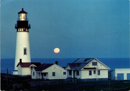 Oregon Newport Yaquina Head Lighthouse dawn&#39;s moon unused postcard  - $6.77