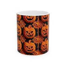 Halloween Crochet Pumpkin Scary Horror Festive Holiday Pattern - Ceramic Mug 11o - $11.67