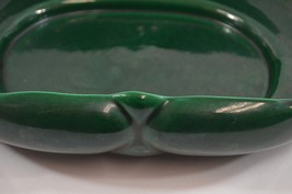 Curled Lip Green Serving Bowl Midcentury Pottery Ceramic Dish Glazed 50s Dining - £30.88 GBP