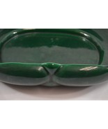 Curled Lip Green Serving Bowl Midcentury Pottery Ceramic Dish Glazed 50s... - £30.43 GBP