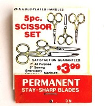 24k Gold 5pc Scissor Set Vintage Matchbook Order Form Matches Struck E19J - $377.05 MXN