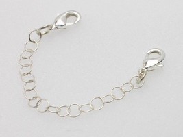 3 mm Silver Round Link Extender Safety Chain Necklace Bracelet w/ double... - £4.66 GBP