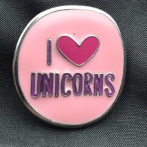 I Love Unicorns Heart Pin Hat Lapel Enamel Pink Pinback - £7.93 GBP