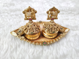 Sindur Box Brass Kumkum Dabbi Tika Antique Carved Rare Vintage Art Collectible - £75.92 GBP