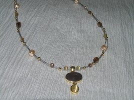 Estate Shades of Brown Plastic Beads on Triple Wire &amp; Enamel Oval Round Moonglow - £6.86 GBP