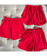 3 Nike Red Pull On Soccer Shorts Uniform 8” Inseam M - $25.92