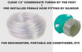 1/2&quot; CLEAR drain hose discharge TUBE w/ connector BY FT ice machine dehumidifier - £9.04 GBP