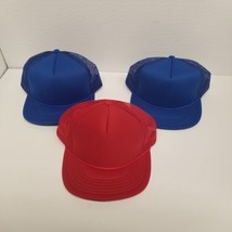 Vintage San Sun Youth Size Blank Foam Snapback Hat Lot of 3, 2 Blue, 1 R... - $19.75