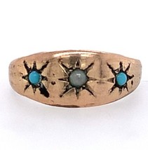 9k Yellow Gold Baby Ring with Turquoise Glass in Star Design Jewelry (#J5966) - £84.99 GBP