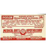 1 Antique Pharmacy Label DENATURED ALCOHOL Medical Arts Apothecary Pensa... - $19.68