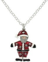 Jewelry Trends Pewter Enamel Holiday Santa Claus Christmas Charm with 18 Inch Ch - £21.38 GBP