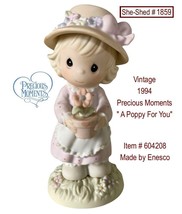 Precious Moments 604208 A POPPY FOR YOU by Enesco Little GIrl w/ Flowers - £12.49 GBP