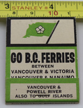 BC Ferries Vintage Matchbook Cover Vancouver to Victoria Nanaimo Gulf Islands - £8.95 GBP
