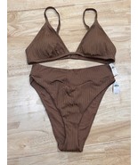 XL Aerie Ribbed Top&amp; Shine Crossover High Cut Cheeky Bikini Bottom $34.9... - $640.67 MXN